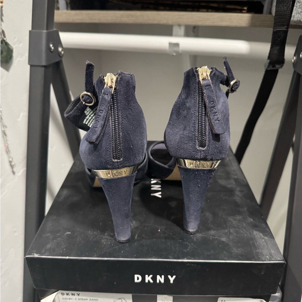 DKNY Dark Blue Suede Heeled Boots